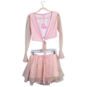 SUGAR THRILLZ Just Like Magic Sheer Pink Set Size XS/S Dollskill Balletcore NWT